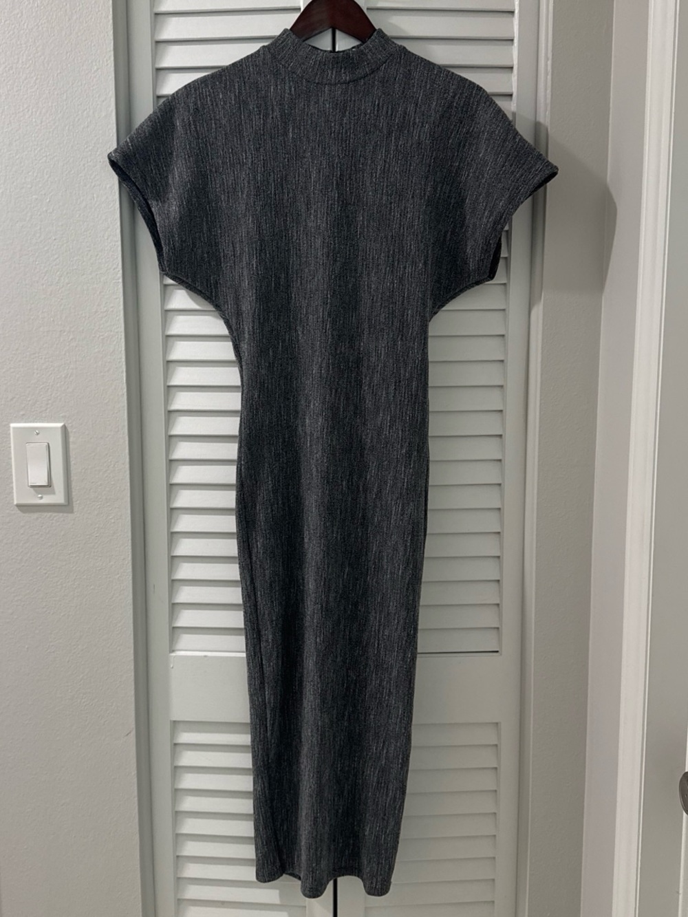 Zara Charcoal Gray Ribbed Maxi Dress